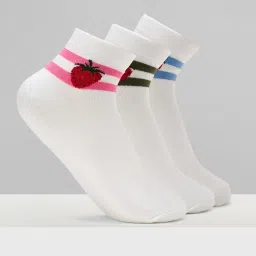 Honey by Pantaloons White Printed Socks - Pack of 3 image 1