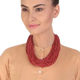 IMLI STREET Red Ethnic Tribal Handmade Resin Beaded Necklace image 1