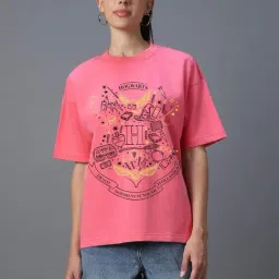 Bewakoof Pink Printed T-Shirt-image-24