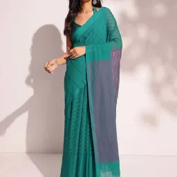fabindia Green Cotton Sari image 1