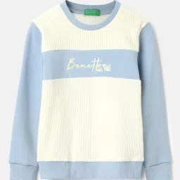 United Colors of Benetton Kids Blue Cotton Ripped Sweatshirts image 1