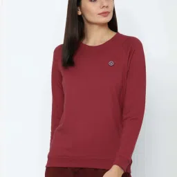 Allen Solly Maroon Cotton Plain Sweatshirt image 1