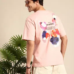 Mast & Harbour Pure Cotton Graphic Printed Drop-Shoulder Sleeves Oversized T-shirt-picture-30