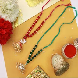 I Jewels Set of 2 Beaded Bhabhi Loomba Rakhi-picture-21