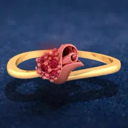 P.C. Chandra Jewellers 18KT Yellow Gold Ring With Rose Motif Red Stone For Women & Girls-picture-36