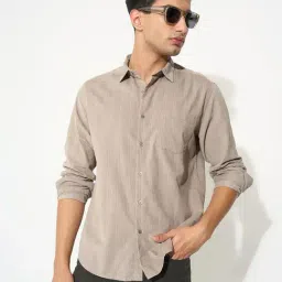 Peregrine By Pantaloons Beige Regular Fit Striped Shirt image 4