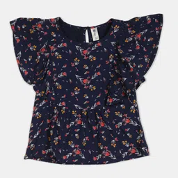 Cherokee Navy Blue & Orange Floral Regular Top-picture-10