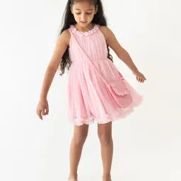 A Little Fable Kids Pink Solid Dress-image-5