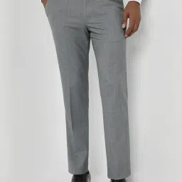Allen Solly Grey Slim Fit Texture Trousers image 1