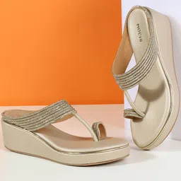 Mochi Women Ethnic Wedge Heels with Ethnic - Embellished-image-10