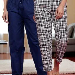 Kryptic White & Light Blue Cotton Relaxed Fit Printed Lounge Pant - Pack of 2-picture-43