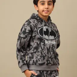 Kidsville Boys Black Batman Oversized Hoodie image 4