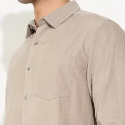 Peregrine By Pantaloons Beige Regular Fit Striped Shirt image 5