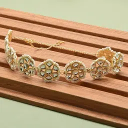 Zaveri Pearls Gold Tone Kundan & Pearls Studded Flowers Ethnic Head Chain-ZPFK13107-image-83