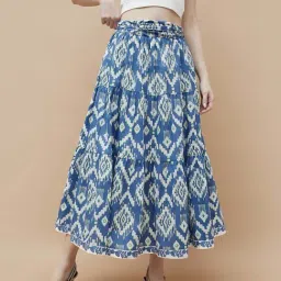 Colour Me by Melange Blue Printed Skirt-picture-26