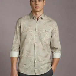 Louis Philippe Beige Cotton Slim Fit Printed Shirt-picture-15