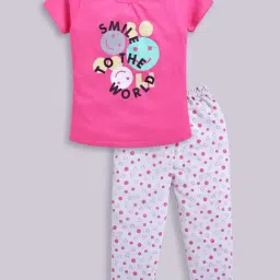 Todd N Teen Kids Pink Cotton Printed T-Shirts & Pajamas Set-image-77