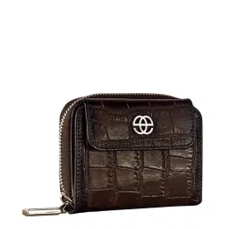 Eske Eva Dark Brown Textured Zip Around Wallet for Women image 2