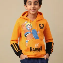 Kidsville Boys Orange Printed Hoodie image 1