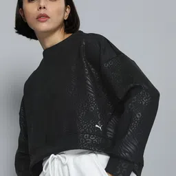 Puma Women Black Animal Embossed Animal Print DryCELL Fashion Luxe Sports Sweatshirt-picture-28
