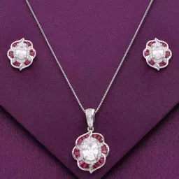 Kai Jewel Sterling Blooming Blues Pave Pendant with Chain & Earrings Set for Women-picture-40