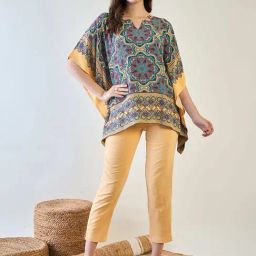 The Kaftan Company Yellow Viscose Regular Fit Print Top-picture-46