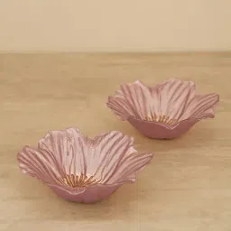 Pure Home and Living Pink Glass Textured Side Bowls-picture-22