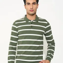 Peregrine By Pantaloons Green Slim Fit Striped Polo T-Shirt-picture-21