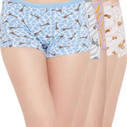 Clovia Grey & Blue Cotton Printed Boyshorts Panties - Pack Of 5-picture-29