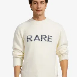 Rare Rabbit Off White Regular Fit Printed Sweater image 1