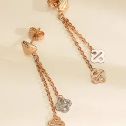 P.N.Gadgil Jewellers 18k (750) Yellow Gold Rose Link Drops & Dangler Earrings-picture-27