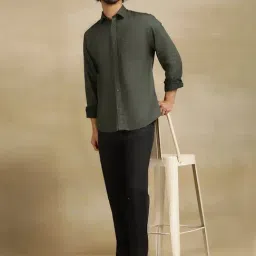 JadeBlue Olive Cotton Regular Fit Shirt image 2