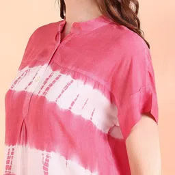 Chandbaali Tie and Dye Mandarin Collar Top image 2