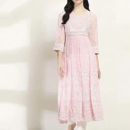 Rangriti Pink Polyester Kalidar Kurta-picture-11