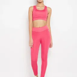 Clovia Pink Sports Bra With Tights image 1