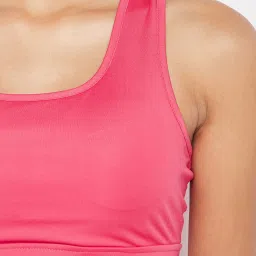 Clovia Pink Sports Bra With Tights image 4