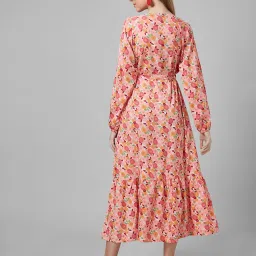 Style Quotient Peach Floral Print Wrap Dress image 2