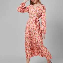 Style Quotient Peach Floral Print Wrap Dress image 3