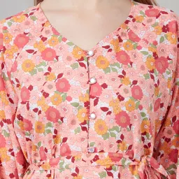 Style Quotient Peach Floral Print Wrap Dress image 5