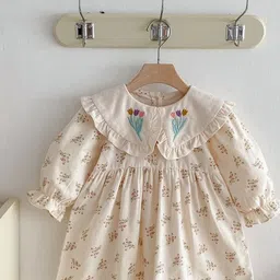 LULU & SKY Floral Print Flutter Sleeve A-Line Dress image 3