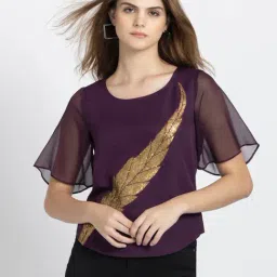 SHAYE Purple Embellished Top-image-15