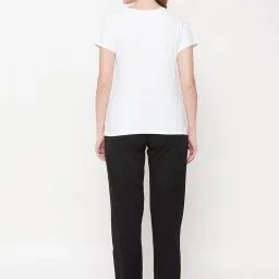 Clovia White & Black Printed T-Shirt with Pyjamas image 2