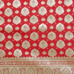 Banarasi Silk Works Red Woven Saree With Unstitched Blouse image 5