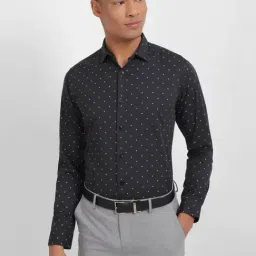 Allen Solly Black Cotton Slim Fit Printed Shirt-picture-32