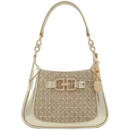 Aldo Golden Textured Medium Shoulder Handbag-image-4