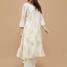 Melange By Lifestyle Off White Regular Fit Printed Kurta image 4