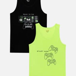 Bodycare Boys Assorted Regular Fit 100% Cotton Vest - Pack Of 2-picture-8