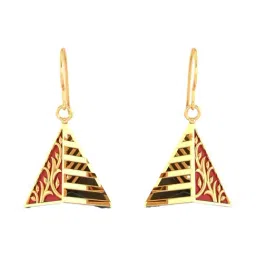 P.C. Chandra Jewellers 18KT Yellow Gold Magnificent Reddish Conical Hanging Earrings-picture-19