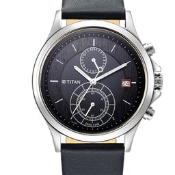 Titan Men Navy Blue Brass Dial & Straps Analogue Watch 1870SL01-picture-21