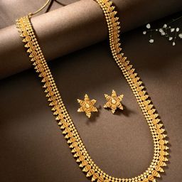 Peora Gold-Plated Solid Necklace and Studs-picture-8